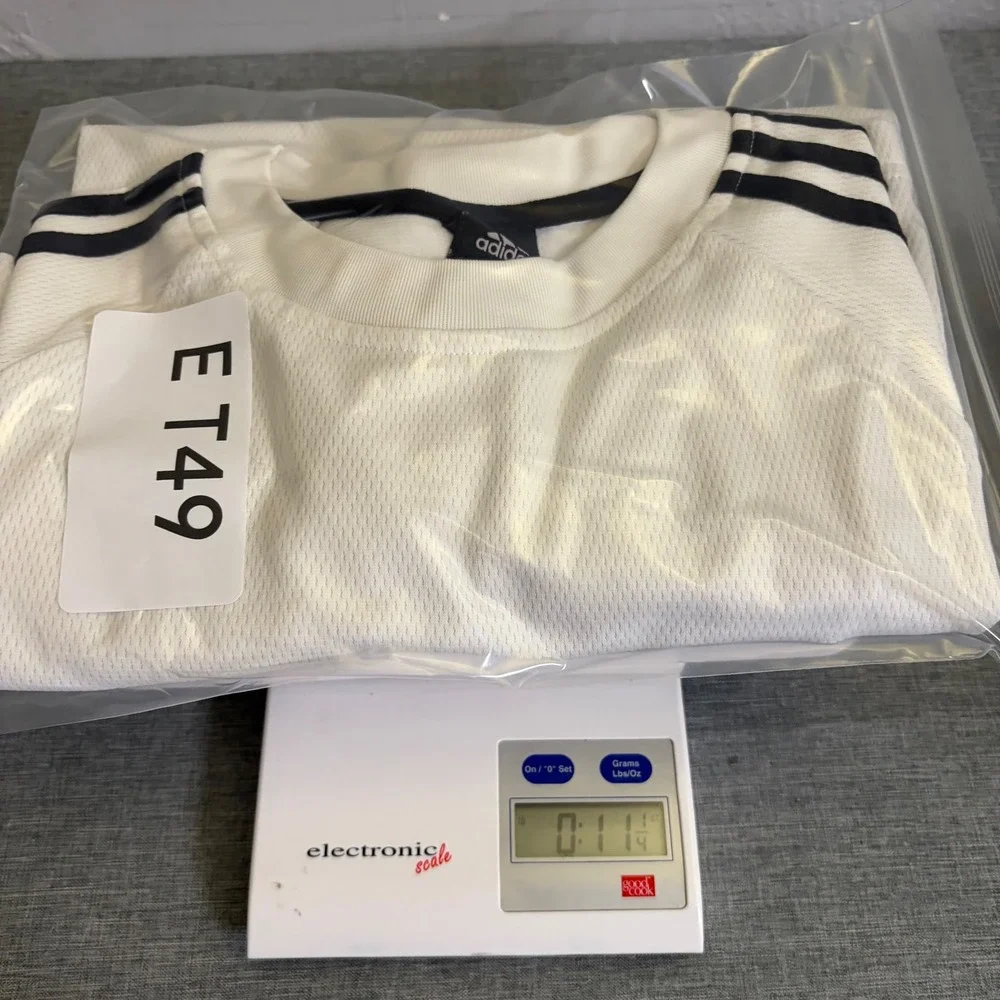 Adidas Shirt Mens Large White Long Sleeve 3 Stripe Y2K Performance Top